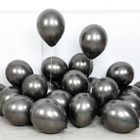 Balony lateksowe Chrome Ciemny Grafit, 30cm, 50 szt.