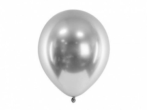 Balony lateksowe Glossy, Chrome, Srebrne, 30cm, 50 szt.