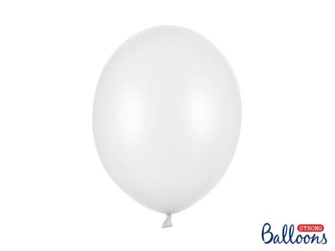 Balony lateksowe Strong, Białe, Metallic Pure White, 30cm, 100 szt.