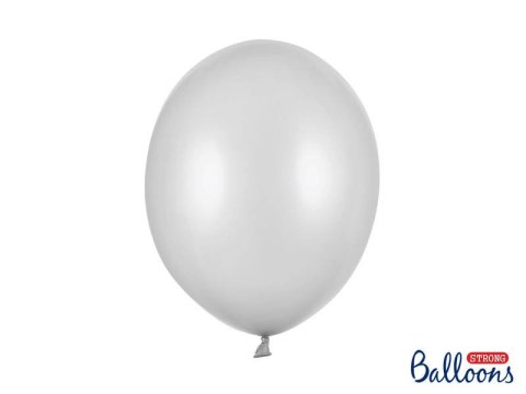 Balony lateksowe Strong, Srebrne, Metallic Silver Snow, 30cm, 50 szt.