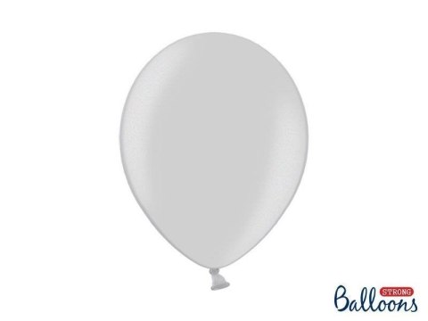 Balony lateksowe Strong, Srebrne, Metallic Silver Snow, 30cm, 50 szt.