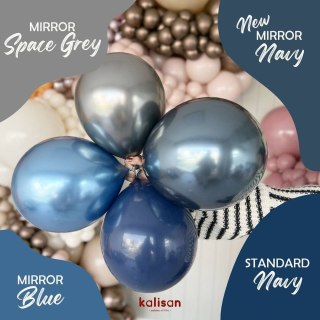 Balony lateksowe Kalisan Mirror Space Grey, szary 30 cm, 50 szt.