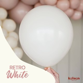 Balony lateksowe Kalisan Retro White, biały, 30 cm, 100 szt.