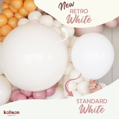 Balony lateksowe Kalisan Retro White, biały, 30 cm, 100 szt.