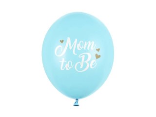 Balony lateksowe Mom to be, pastelowy niebieski 30cm, 50 sztuk