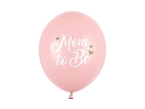 Balony lateksowe Mom to be, pastelowy różowy 30cm, 50 sztuk