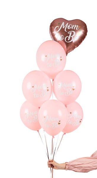 Balony lateksowe Mom to be, pastelowy różowy 30cm, 50 sztuk