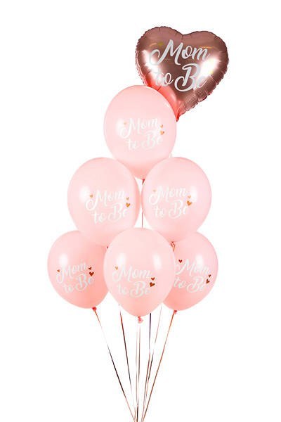 Balony lateksowe Mom to be, pastelowy różowy 30cm, 50 sztuk