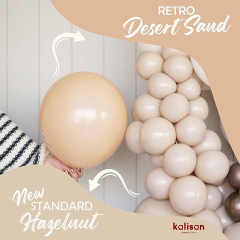 Balony lateksowe Retro Desert Sand, beżowy, 13 cm, 100 szt.