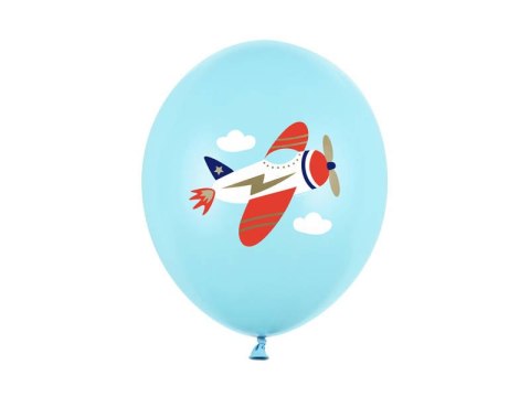 Balony lateksowe Samolot, niebieskie 30cm, 50 sztuk