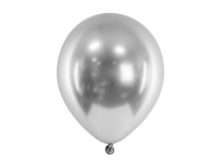 Balony lateksowe Glossy, Chrome, Srebrne, 45cm, 5 szt.