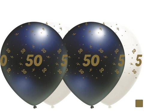 Balony urodzinowe białe, "50", 30cm, 50 szt.