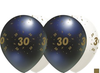 Balony urodzinowe czarne, "30", 30cm, 50 szt.