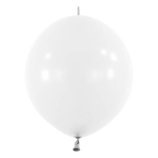 Balony lateksowe z łącznikiem Białe, Decorator Standard E-Link Frosty White,, 30cm, 50 szt.