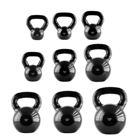 KNV04 BLACK KETTLEBELL ŻELIWNY POKRYTY WINYLEM HMS