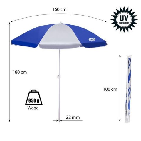 NC7813 PARASOL PLAŻOWY 180 CM NILS CAMP