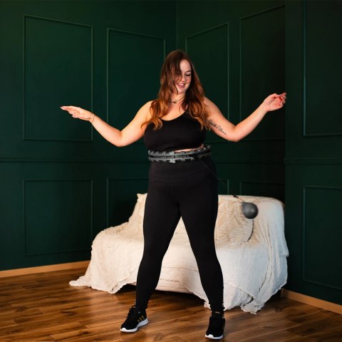 HHW12 PLUS SIZE HULA HOP BLACK Z WYPUSTKAMI I OBCIĄŻNIKIEM HMS