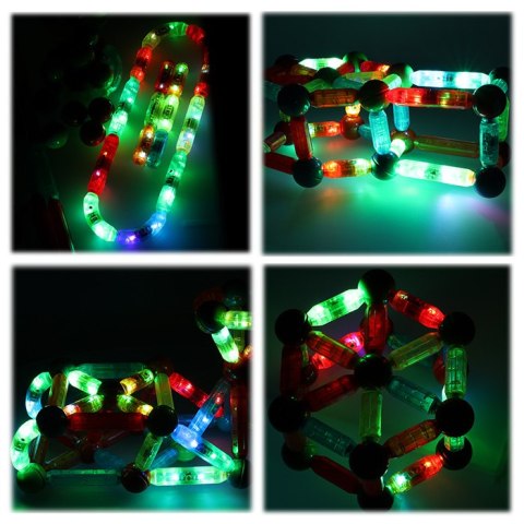 Klocki magnetyczne LED magnetic sticks duże patyczki świecące dla małych dzieci 102 elementy