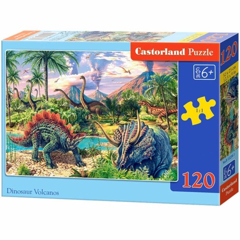 Puzzle układanka 120 elementów Dinozaury przy wulkanach 6+ CASTORLAND