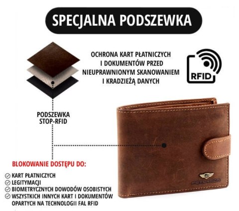 Pionowy portfel męski ze skóry naturalnej RFID - Peterson