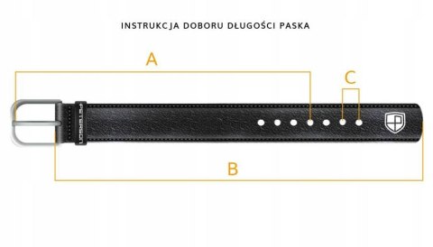 Skórzany pasek męski z tradycyjną metalową klamrą w kolorze czarnym - Peterson