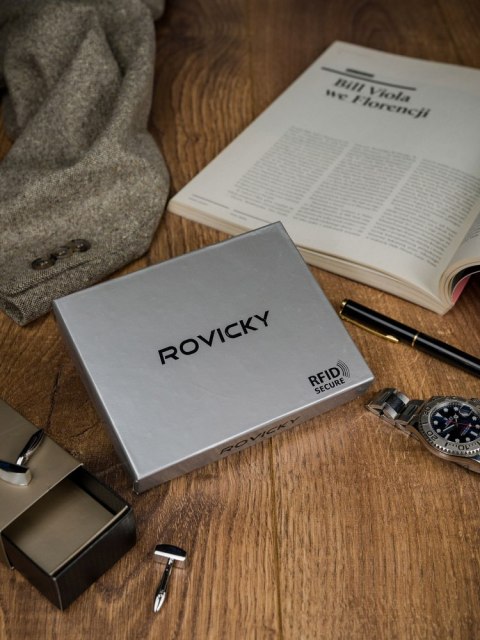 Skórzany portfel męski z systemem RFID - Rovicky