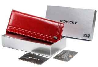 Skórzany portfel damski na karty z ochroną RFID Protect - Rovicky