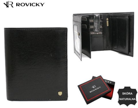 Duży, skórzany portfel męski z systemem RFID - Rovicky