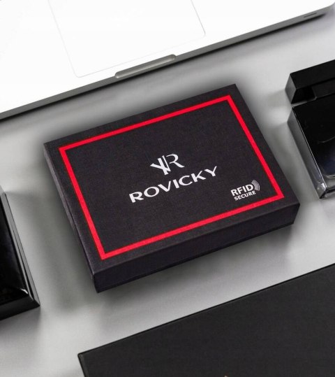 Duży, elegancki portfel męski ze skóry naturalnej - Rovicky