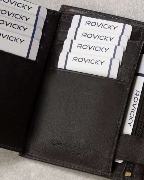 Skórzany portfel męski na karty z systemem RFID Protect - Rovicky